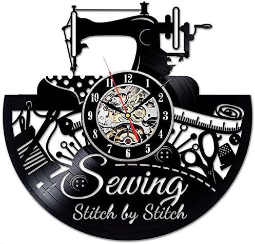 Sewing Machine Vinyl Record Wall Clock Great Idea for Tailor Outfitte Dressmaker