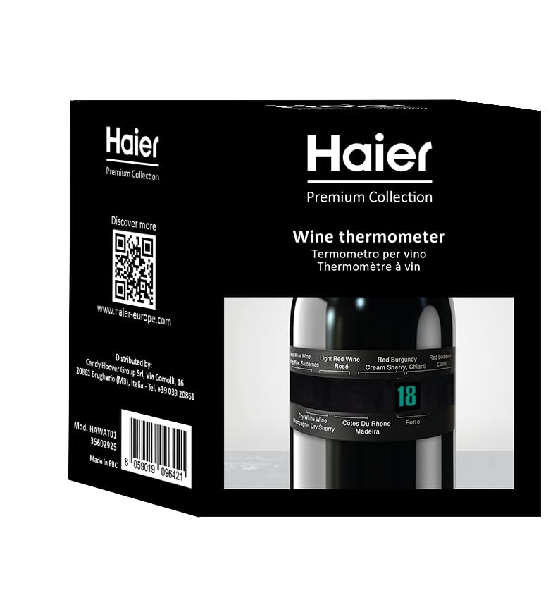 Haier Weinthermometer aus Edelstahl - Schnelles und genaues Ablesen der Temperatur in 30 Sekunden, ohne Batterie, einfach zu bedienen zum Servieren von Wein, Temperaturanzeige 4-24°C