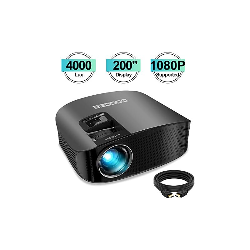 Projector, GooDee HD Video Projector 4000L Outdoor Movie Projector, 200