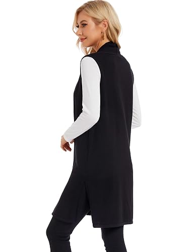 Moss Rose Women's Long Knit Cardigan Vest - Sleeveless Open Front Duster In Plus Sizes
