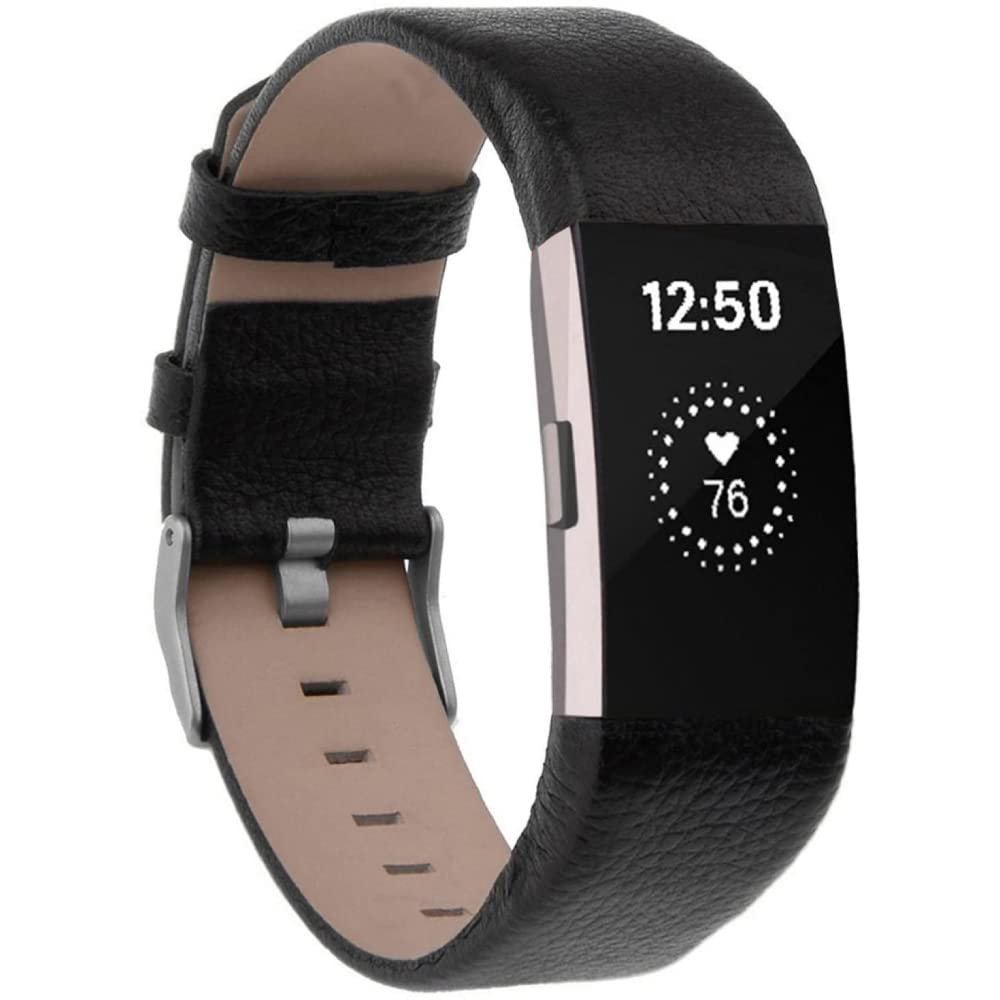 Fitbit Charge 2 Replacement Genuine Leather Band Strap Black