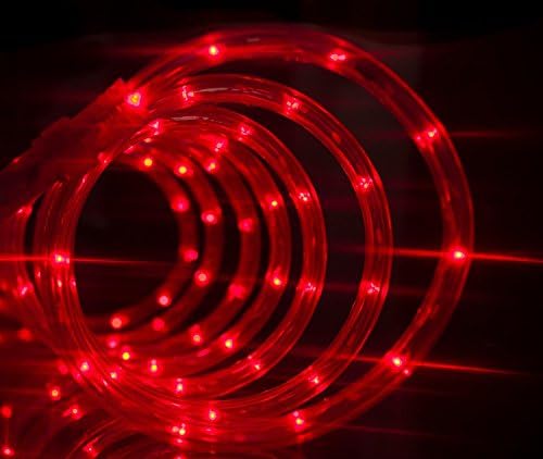 Izzy Creation 18FT Red LED Flexible Rope Lights for Indoor/Outdoor Lighting, Waterproof Connectable 120V Plug-in, 3/8" Round, Home, Garden, Patio, Shop, New Year, Wedding, Christmas Thanksgiving Party