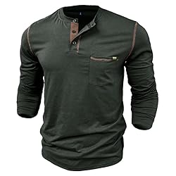 Men's Fashion Henley Shirt Classic Short/Long