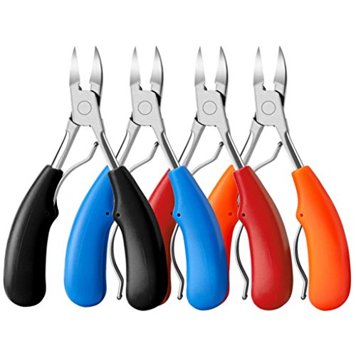 AutumnFall Foot Care Tool,2Pcs Ingrown Toe Nail Correction Nippers Clipper Cutters Dead Skin Dirt Remover + Paronychia Podiatry Pedicure Care Tool Set (Silver) (Blue)