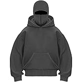 EUDOLAH Men's Balaclava Hoodie Half Zipper Jacket Double Hooded Sweatshirt Wind Resistant Athletic Coat