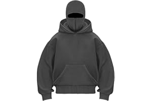 EUDOLAH Men's Balaclava Hoodie Half Zipper Jacket Double Hooded Sweatshirt Wind Resistant Athletic Coat