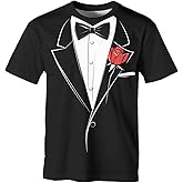GHUALURU Tuxedo T-Shirt | Short Sleeve Funny Tux with Bowtie Tee Shirt for Men Women