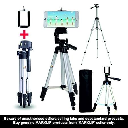 Marklif Adjustable Aluminium Alloy Tripod Stand Holder for Mobile Phones, 360 mm -1050 mm, 1/4 inch Screw