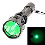 z-z@ Waterproof HS-802 350 Lumens Led Flashlight 250 Yard Long Range Hunting Light Coyote Hog Hunting Flashlight Light Lamp Torch for Hunting Caving and Emergency Use (Green Light)