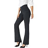 TOPYOGAS Womens Bootcut Crossover High Waisted Dress Pants Work Pants Business Office Casual Slacks with Pockets Dark Grey