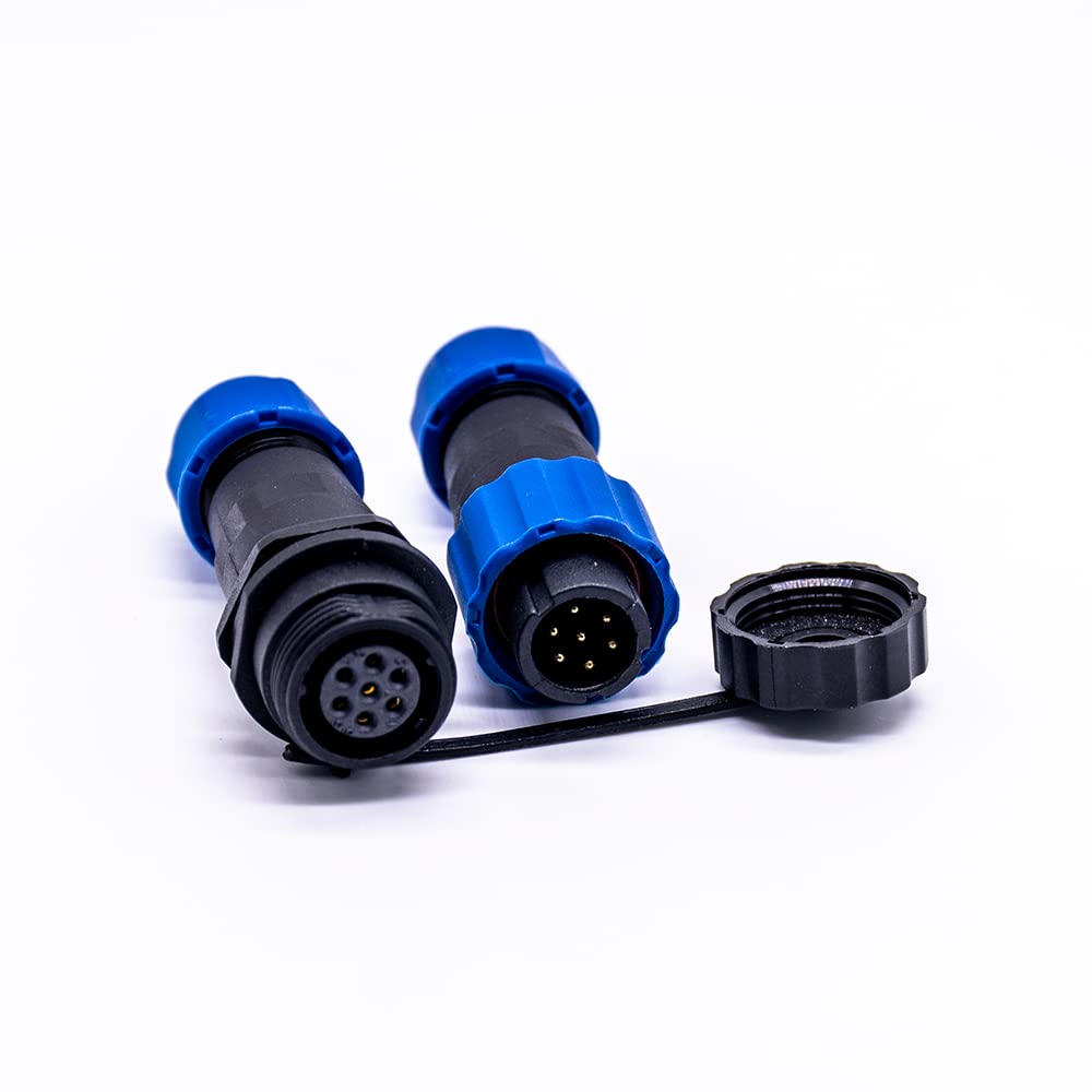 Elecbee SP13 Series Aviation Waterproof Connector, 7 Pin IP68 Male Plug Female Socket, Blue, 20g, 13A, 250V, -40°C~+85°C, 500 Mating Cycles, Computers, Cameras, Industrial Instruments