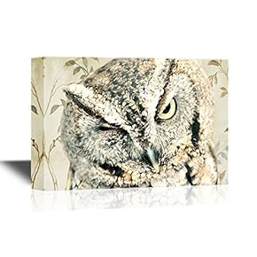 Canvas Wall Art - Screech Owl Wink - Gallery Wrap Modern Home Art | Ready to Hang - 12x18 inches