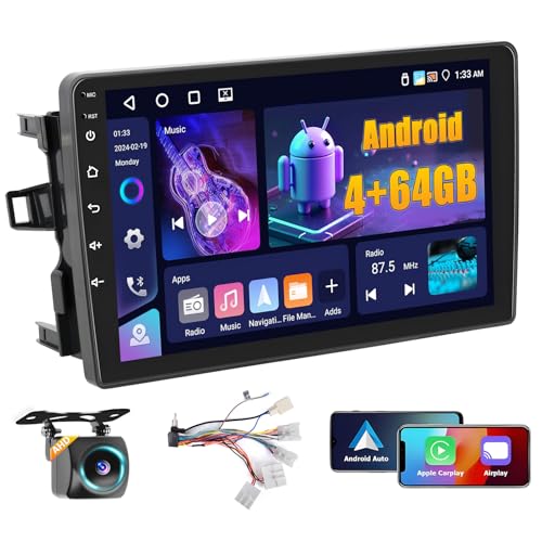 4+64GB Android 15 Car Radio for Toyota Auris 2006-2011 Wireless Carplay Android Auto, Touch Screen 10.1 Inch Bluetooth 2 DIN with GPS, WiFi, RDS FM, EQ, Rear View Camera
