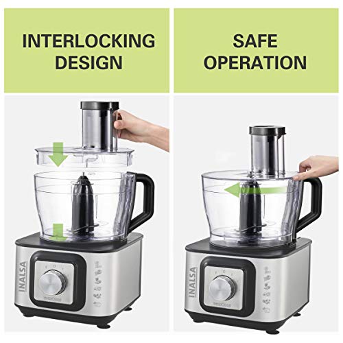 Inalsa Food Processor INOX 1000Watt With Blender Jar / Chutney Jar