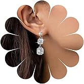 Andelaisi Boho Crystal Square Dangle Earrings Vintage Geometric Square Drop Earrings Silver Long CZ Stud Earrings Sparkly Wedding Chandelier Earrings Jewelry for Women