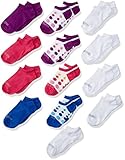 Fruit of the Loom Girls' Big Everyday Soft Lightweight No Show Socks 13 Pair, white, purple, blue, pink Shoe Size: 10.5-4