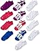 Fruit of the Loom Girls' Big Everyday Soft Lightweight No Show Socks 13 Pair, white, purple, blue, pink Shoe Size: 10.5-4