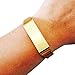 Bracelet for Fitness Trackers - The KATE Single-Strap Brushed Metal and Premium Vegan Leather Buckle Activity Tracker Bracelet - Alternative to Tory Burch (Tan and Gold, S/M)