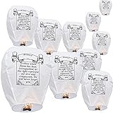 Sky Delight Memory Paper Chinese Sky Flying Floating Lantern, Pack of 10, White