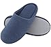ULTRAIDEAS Men's Lightweight Cotton Slippers with Memory Foam and Soft Sole (Blue/Blue,9-10)