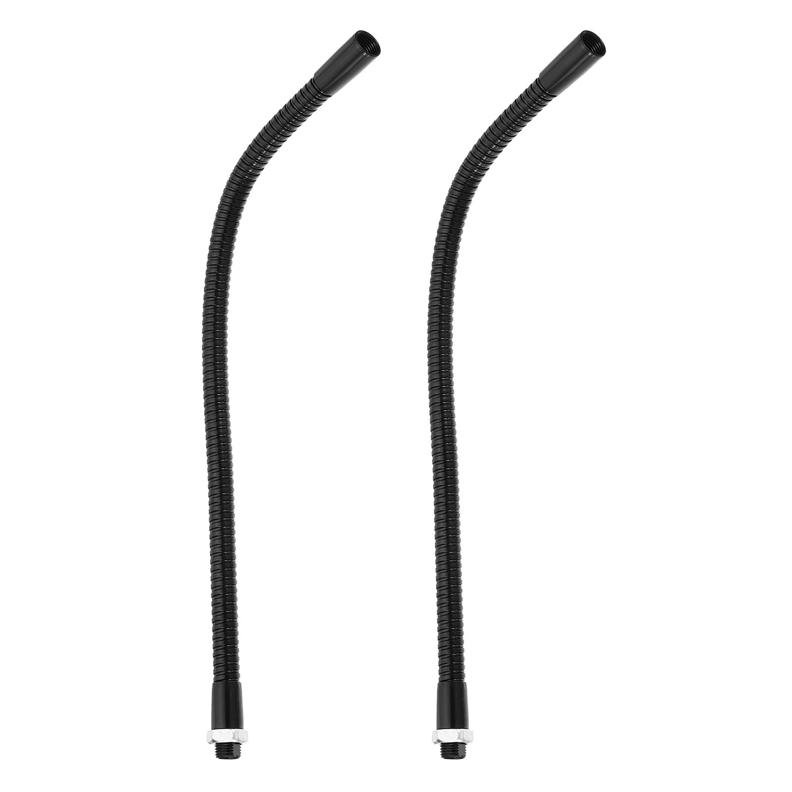 PATIKIL 11.8" Gooseneck Hose, 2 Pcs M10 Fine Thread Bendable Metal Hose Flexible Arm Soft Tube Extension for Lamp, DIY Equipment, Black