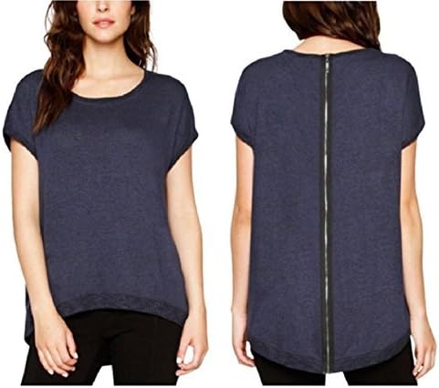 Matty M Ladies' Sweater with Zippered Back-Merlot (X-Large, Navy)