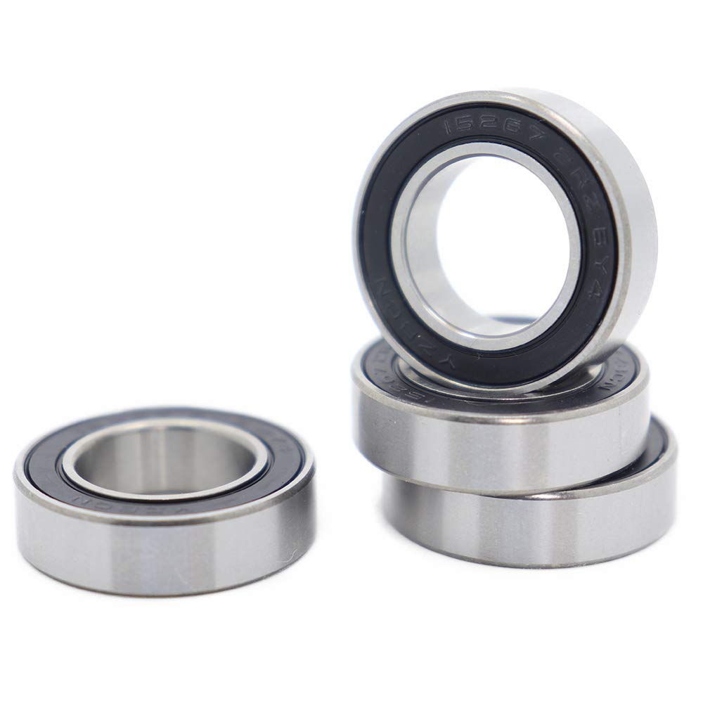15267-2RS Ball Bearing, 15x26x7mm Chrome Steel Rubber Sealed, 15267RS Bicycle Bearings Smoothly for American Classic Rear Hub, (Pick of 4Pcs)