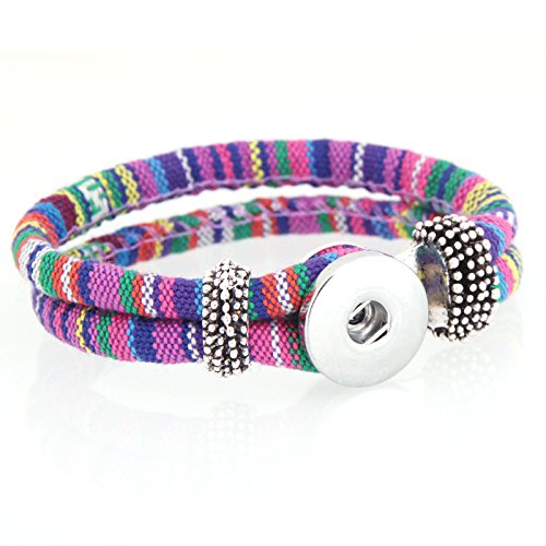 Pack of 10 Multicolors Artificial Leather 21cm Snap Bracelets for 5.5mm DIY Snaps 18mm-20mm Snap Button Charms