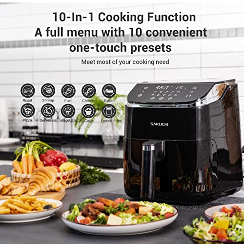 Sakuchi Air Fryer 5.8Qt Large Air Fryers, 10in1 Digital Air Fryer Hot