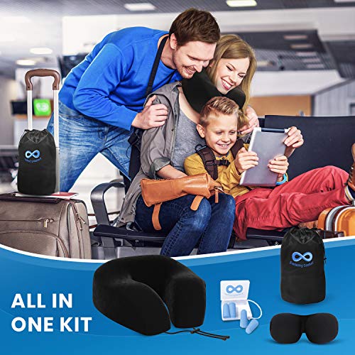 Everlasting Comfort 100 Memory Foam Travel Neck Pillow, Gel Infused & Ventilated, Airplane