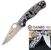 Ganzo Firebird - ACU Camouflage Machined G10 Fiber Glass Anti-Slip Handle Scales Steel Liner Lock Folding Tactical Survival Knife Blade with Clip, Carrying Pouch