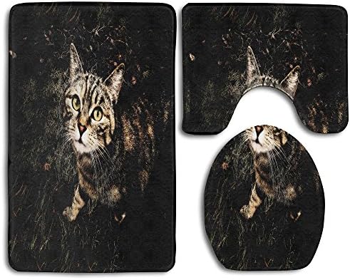 Bathroom Accessories Bath Rug Microfiber 3D Pattern Dope Kitten Sets 3 Piece Toilet Mat Non-Slip Shower Floor Rugs Pedestal Rug + Lid Toilet Cover + Bath Mat