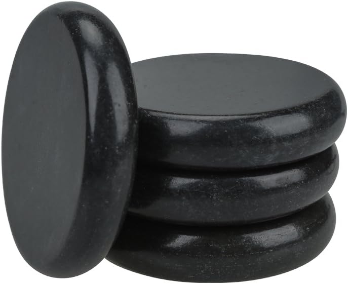 Romonacr 4Pcs Professional Massage Stones Set Natural Lava Basalt Hot Stone for Spa, Massage Therapy ( 3.14 x 3.14 in )