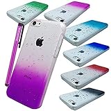 BeeShine Bundle of 7 Color Waterdrop Raindrop Design Hard Skin Snap on Case Back Cover For Apple iPhone 5C (Clear Purple, Clear Smoke, Clear Red, Clear Dark Blue, Clear Hot Pink, Clear Sky Blue, Clear Green)