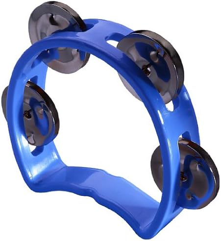 Plastic cutaway mini tambourine w/ 4 jingles - Blue, inch