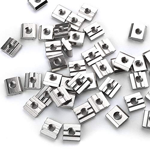 image for Asayu 30 Pack T Slot Nut M6 Hammer Head Drop in Carbon Steel Female Th