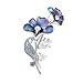 Glamorousky Purplish Blue Flower Brooch with Blue, Purple Austrian Element Crystals and Silver CZ