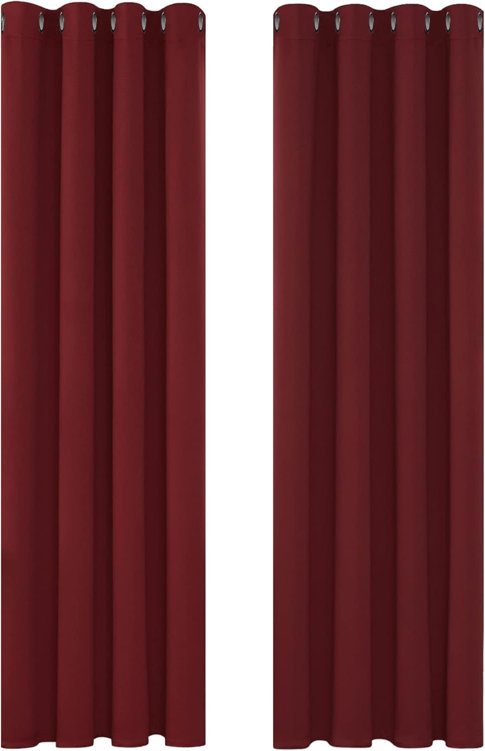 Deconovo Super Soft Ring Top Curtains Thermal Insulated Blackout Eyelet Curtains for Girls Room 55x79 Inch Two Panels Red