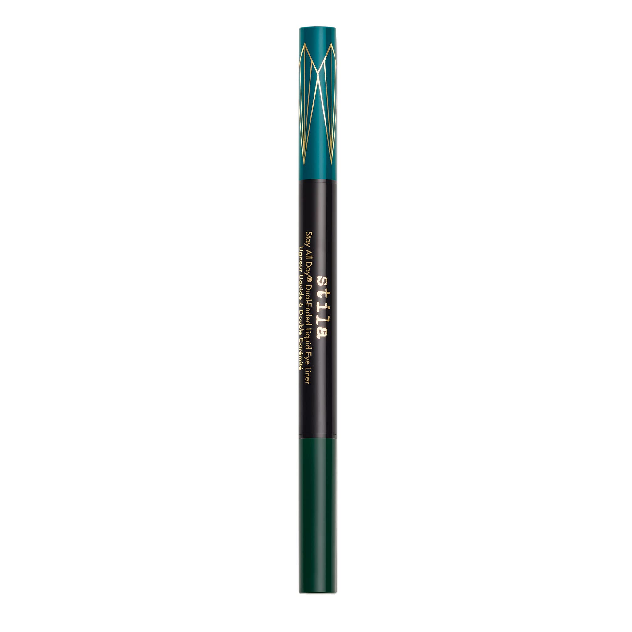 Stila All Day Dual-Ended Liquid Eye Liner, Easy To Use Eyeliner Pen, Smudge & Transfer Proof, Liner Stays On All Day and Night, Goes On Smoothly Without Skipping, Smudging or Pulling - Teal/Vivid Jade