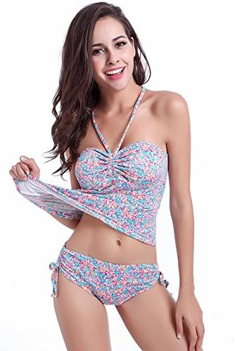 Gritu Women's Sexy High Waist Push Up Halter Neck Bikini Swimsuit Swimwear Set Floral XL