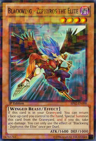 Yu-Gi-Oh! - Blackwing - Zephyros the Elite (BP02-EN098) - Battle Pack 2: War of the Giants - 1st Edition - Mosaic Rare
