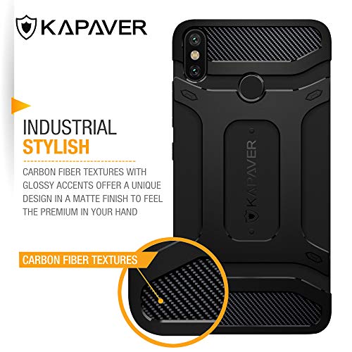 kapaver® rugged back cover case for xiaomi mi a2 mil-std ...