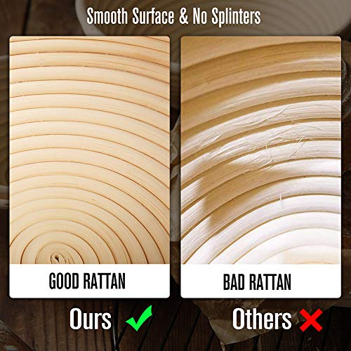 LotFancy Banneton Proofing Basket Set of 2, 9 Inch Round Proofing Bowls for Sourdough Bread, Incudes Linen Liner Cloth, Dough Scraper, Bread Lame, Brush, Instructions Book, Non-Stick