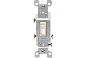 Leviton Toggle Framed 3-Way AC Quiet Switch, 15 Amp, 120 Volt, Residential Grade, Grounding, Quickwire Push-in & Side Wired, 