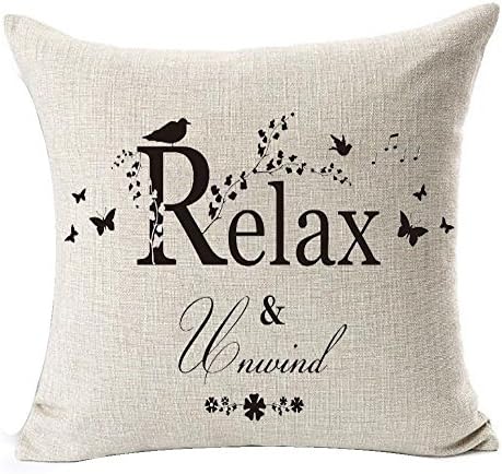 BRUYU5SE TNHCIG Warm Inspirational Words Love Family Home Be Relax Cotton Linen Throw Pillow Case Cushion Cover Home Sofa Balcony Decorative 18 X 18 Inch (1)