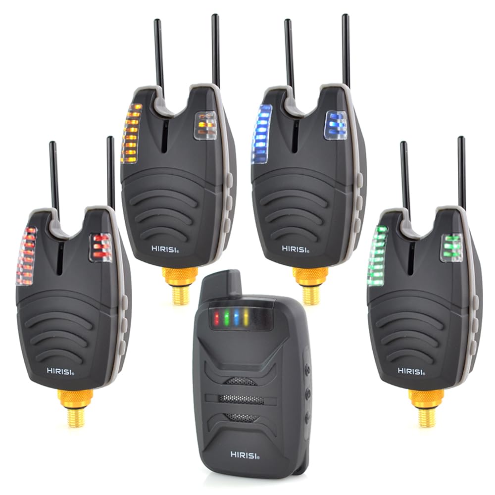 Waterproof (4Pcs Carp Fishing Bite Alarm With Snag Ear Bar And 1Pcs Wireless Receiver ）Set
