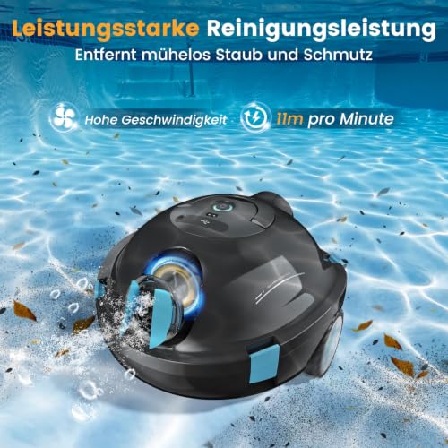 Y10 Wireless Pool Robot | Powerful Automatic Vacuum Cleaner, 120 Minutes Autonomy & Self-Parking, Designed for In-Ground Pools and Flat-Bottom Pools up to 100 m² (Black)