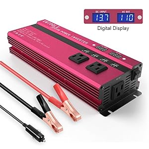 Image of EBTOOLS Car Power Inverter, 1000W/2000W Digital Display Inverter 12V DC to 110V AC Car Converter with 3 AC Outlets, 4 USB Port for Laptop, Smartphone, Household Appliances, in case Emergency, Storm
