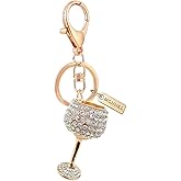 MONNEL MZ963 Gorgeous Crystal 3D Wine Glass Charm Pendant Lobster Clasp Key Ring Keychain