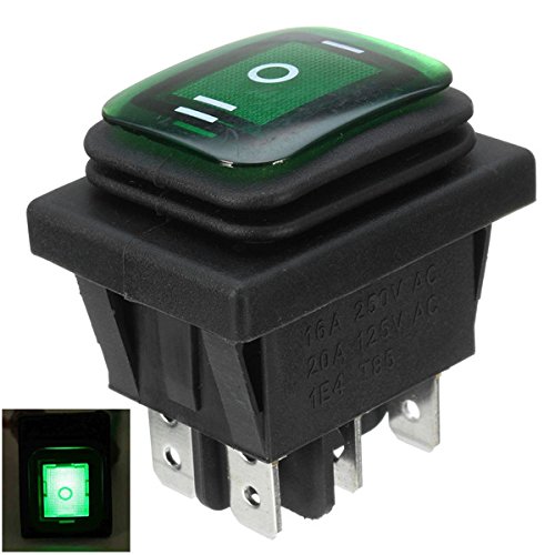 EsportsMJJ 16A 250V Rocker Switch 3 Position 6 Pin Waterproof Rocker Switch With Lamp Light - Green